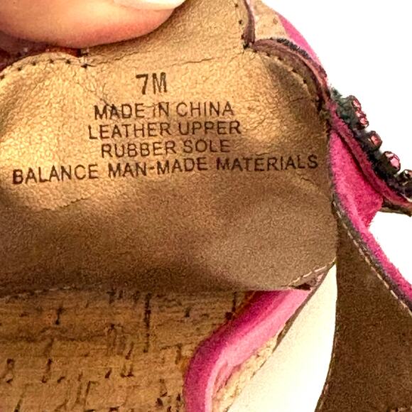Vaneli Beaded Sandals, Pink Suede, Cork Wedge Heel, Women’s Size 7 - Picture 4 of 7